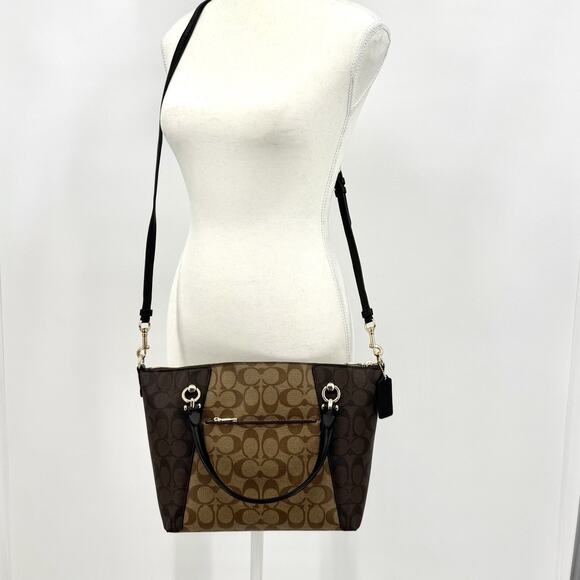 Coach C6838 Kacey Satchel In Colorblock/Blocked Signature Canvas/Brown & Black - Picture 3 of 16